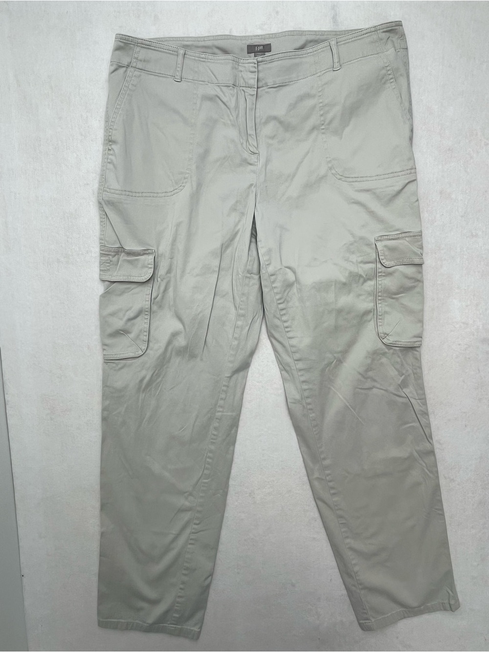 J.Jill Women's Tan Stretch Utility Cargo Pants Casual Pocket Trousers Size 14